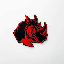 3D Rhino Angry Logo Badge - Custom Fender Emblem for Cars Trucks and SUVs Red vs Black 4