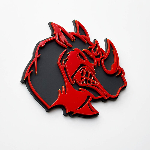 3D Rhino Angry Logo Badge - Custom Fender Emblem for Cars Trucks and SUVs Red vs Grey 1