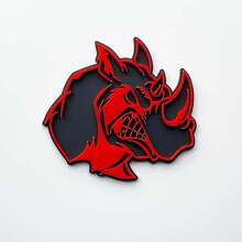 3D Rhino Angry Logo Badge - Custom Fender Emblem for Cars Trucks and SUVs Red vs Grey 4