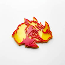3D Rhino Angry Logo Badge - Custom Fender Emblem for Cars Trucks and SUVs Red vs Yellow 3