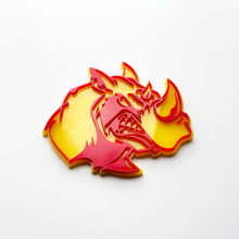 3D Rhino Angry Logo Badge - Custom Fender Emblem for Cars Trucks and SUVs Red vs Yellow 3