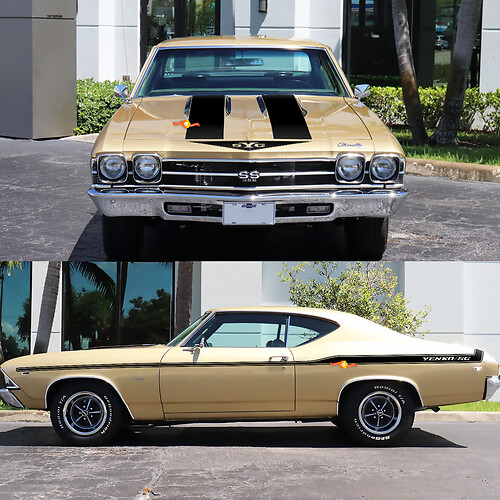 1969 Chevrolet Chevelle Yenko Side & Hood Stripes Decal Sticker Kit - Custom Vinyl Graphics