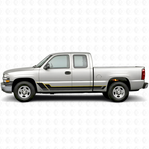 Angular Outline Door & Rocker Panel Vinyl Stripes for Chevrolet Silverado 1500 GMT800 1999-2007_1