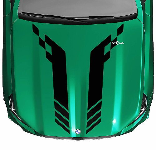 L Stripes Racing Checkered Hood Decal for BMW 5 Series G60 M5 G90