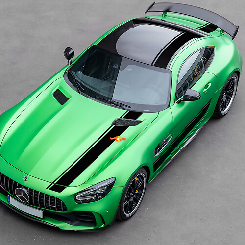 Mercedes Benz AMG GT R PRO Side & Hood Roof Trunk Stripes Decals Kit Vinyl Graphics Stickers