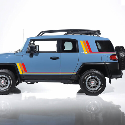 Vintage Retro Stripes Side Decals Stickers Graphics - fit to Toyota FJ Cruiser
