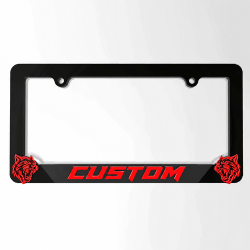 Hellcat Style Red Custom Twin Cat US Format Universal License Plate Cover