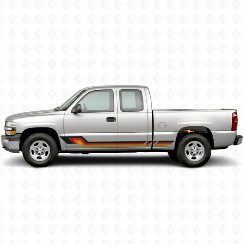 Retro Parallel Door & Rocker Panel Vinyl Stripes for Chevrolet Silverado 1500 GMT800 1999-2007_1