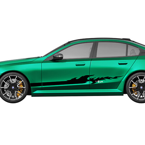 Side Stripes Flame Racing Decal Kit for BMW 5 Series G60 M5 G90 - SupDec Graphix Vinyl Stickers
