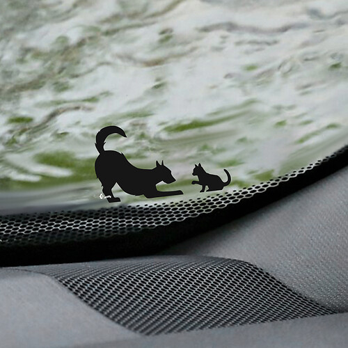 Cat and Dog friends Windshield Easter Egg Corner Decal - Custom Vinyl Graphic