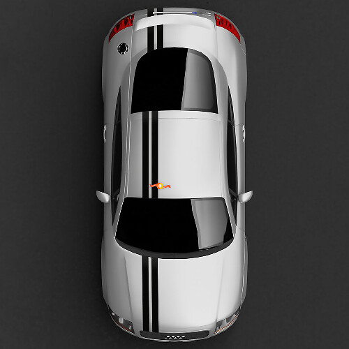 Double Racing Stripes Hood Roof Trunk Vinyl Decal Kit for Audi TT