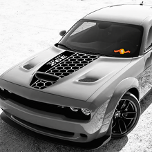 392 Scat Pack Style TEXT TEXT Honeycomb Center Stripe Hood Vinyl Decal Sticker for Dodge Challenger_2
