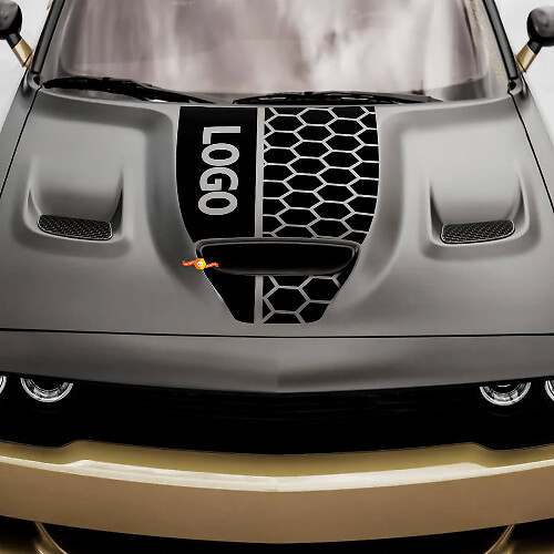 Custom Logo Honeycomb Style Hood Vinyl Decal for Dodge Challenger or Charger_1
