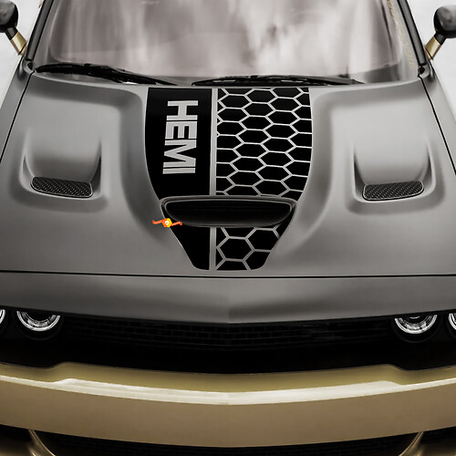Hood Dodge Hemi Challenger or Charger Hemi Vinyl Racing Decal Sticker 1