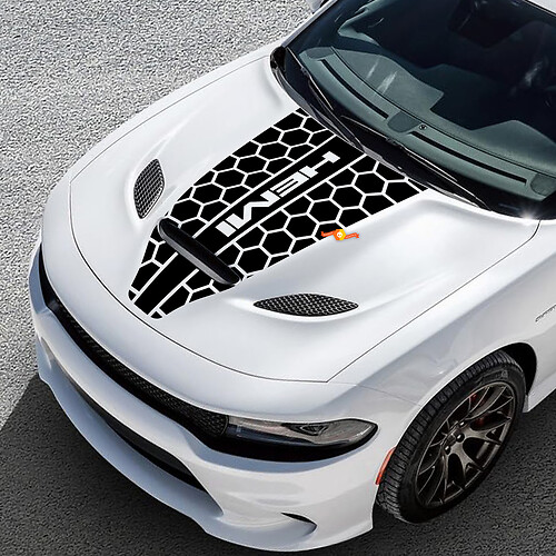 Hood Dodge Hemi Honeycomb Challenger or Charger Hemi Vinyl Racing Decal Sticker 1