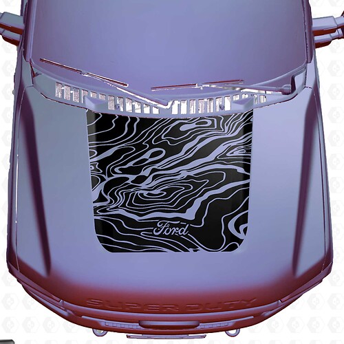 Hood Ford F250 Super Duty Topographic Map Topo Decals Stickers Graphics Vinyl