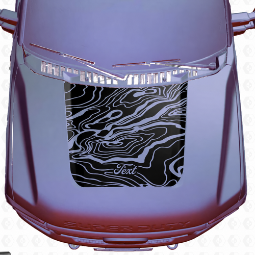 Text Script Topographic Hood Panel Hood Vinyl Decal Sticker for Ford F-250