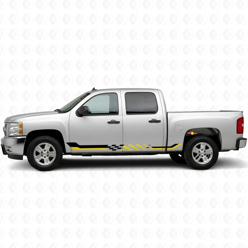 Checkered Racing Door & Rocker Panel Vinyl Stripes for Chevrolet Silverado 1500 GMT900 2007-2013_1