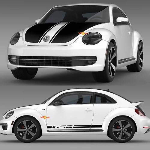 GSR Racing Style Stripes Full Kit Vinyl Decal Sticker for Volkswagen Beetle
