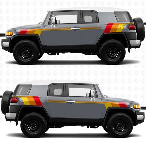 Vintage Retro Heritage Stripes Side Decals Stickers Graphics - fit to Toyota FJ Cruiser