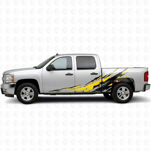 Distressed Splash Door & Bedside Vinyl Stripes for Chevrolet Silverado 1500 GMT900 2007-2013_1