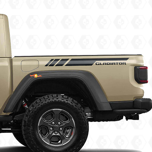 Branded Rear Side Stripes Vinyl Decal Kit for Jeep Gladiator 