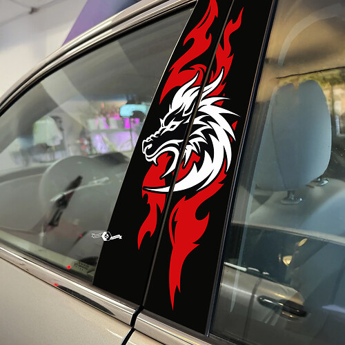 Wolf Flame Pillar Doors Car Decal Vinyl Sticker Wrap