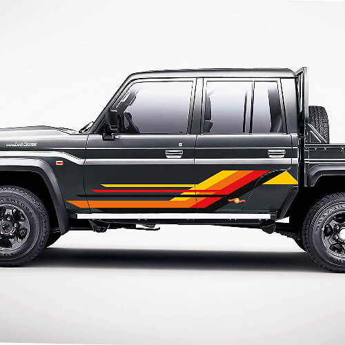 Retro Geometric Door Side Stripes Vinyl Decal Kit for Toyota Land Cruiser