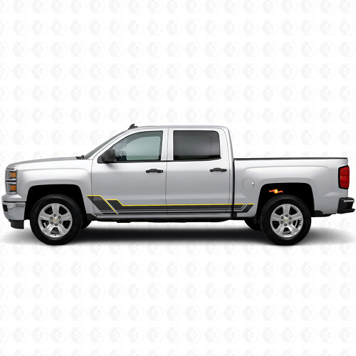 Angular Outline Door & Rocker Panel Vinyl Stripes for Chevrolet Silverado 1500 K2XX 2014-2019