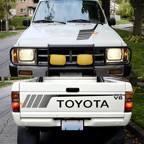 Toyota Pickup SR5 V6 Tailgate and Hood Vinyl Decals Stickers 1