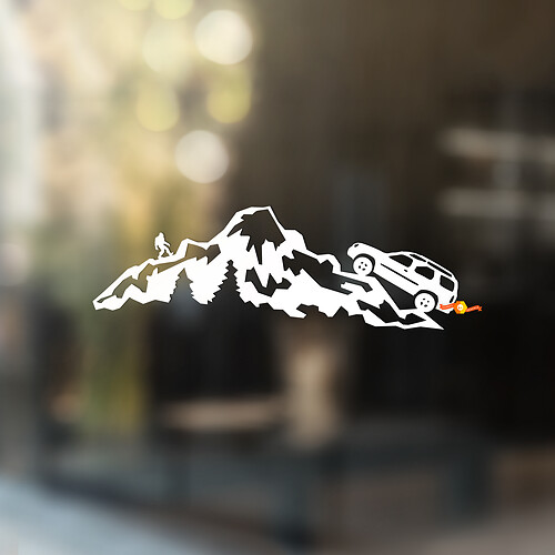Window Bigfoot Mountains Nissan Xterra Trees Window Graphics Vinyl Stickers Decals