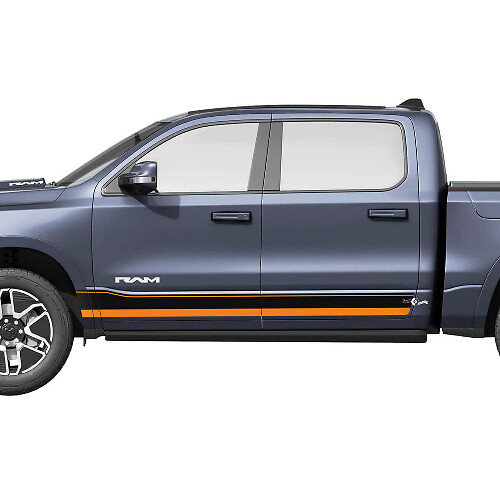 Side Rocker Panel Doors Stripes Vinyl Decals Stickers Graphics for Dodge Ram 1500 REV