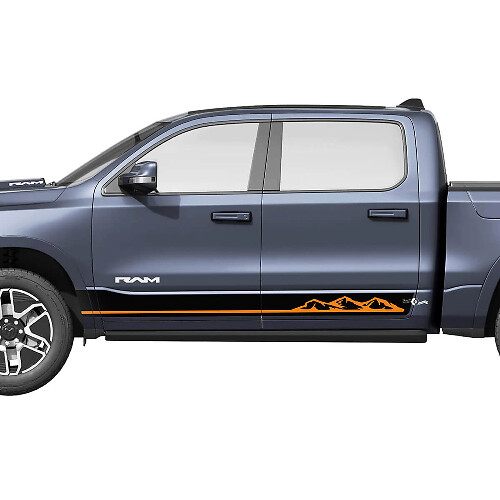 Side Rocker Panel Mountains Stripes Vinyl Decals Stickers Graphics for Dodge Ram 1500 REV