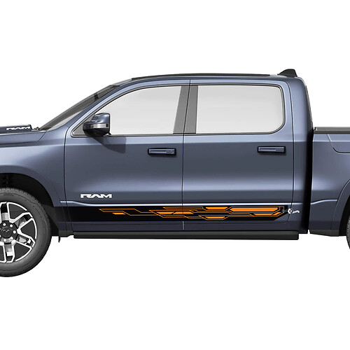 Side Rocker Panel Stripes Modern for Dodge RAM 1500 REV Vinyl Decals Stickers Graphics