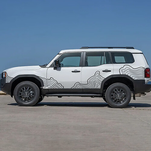 Toyota Land Cruiser Side Doors Topographic Map Decals Vinyl Stickers Graphic