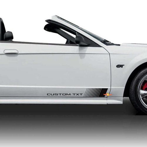 Custom Text Fading Racing Stripe Side Door Rocker Panel Vinyl Decal Sticker for Ford Mustang
