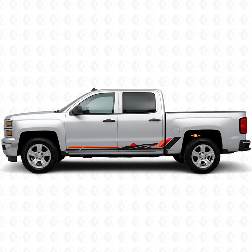 Retro Mountain Wave Door & Rocker Panel Vinyl Stripes for Chevrolet Silverado 1500 K2XX 2014-2019_1