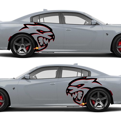 Huge Two colors Hellcat Red Eye Side Decals Stickers For Dodge Challenger Redeye or Charger Widebody