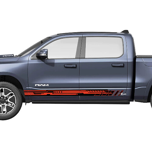 Side Doors Rocker Stripes Vinyl Decals Stickers Graphics for Dodge Ram 1500 REV #2