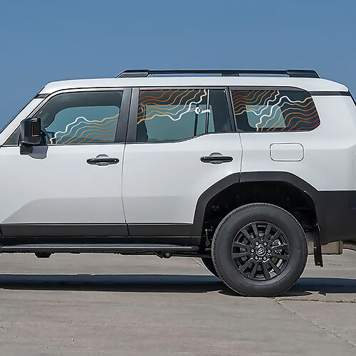 Toyota Land Cruiser Topographic Window Side Decals Vinyl Stickers Graphic