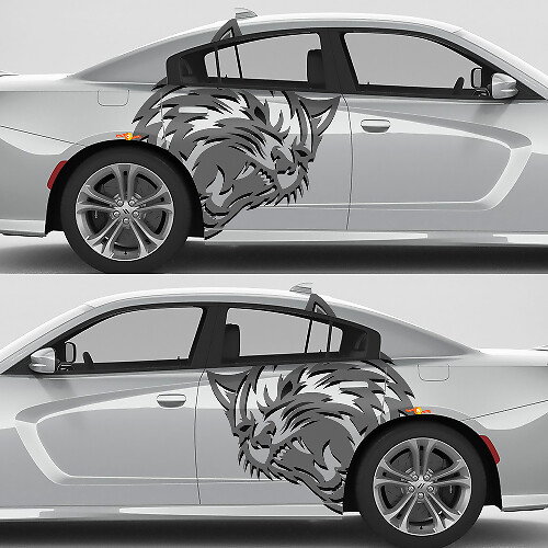 Wildcat Style Side Vinyl Decals Set for Dodge Challenger or Charger
