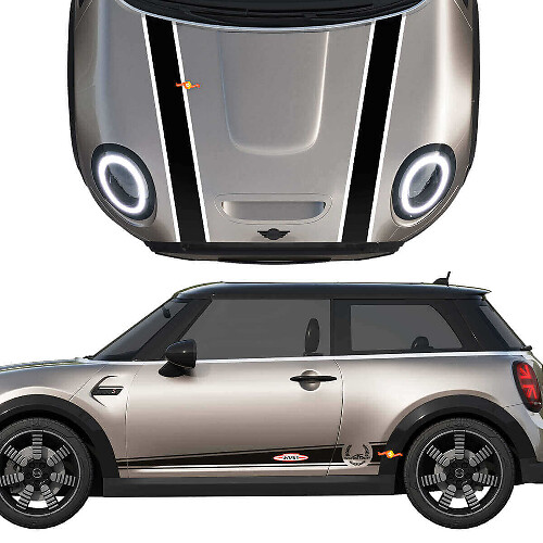 John Cooper Works Stripes Hood & Side Vinyl Decal Sticker for MINI Cooper