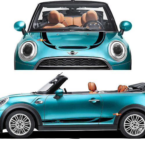 AC Schnitzer Style Hood and Side Stripes Vinyl Decal Kit for MINI Cooper