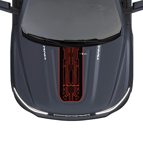 Hood Central Stripes for Dodge RAM 1500 REV Vinyl Decals Stickers Graphics