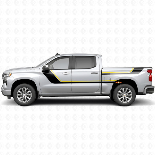 Sweeping Upper Accent Door & Bedside Vinyl Stripes for Chevrolet Silverado 1500 T1XX 2019-2026
