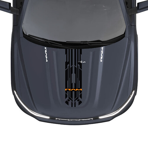 Hood Central Modern Stripes for Dodge RAM 1500 REV Vinyl Decals Stickers Graphics 1
