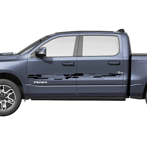 Geometric Abstract Side Doors Stripes Vinyl Decals Stickers Graphics for Dodge Ram 1500 REV
