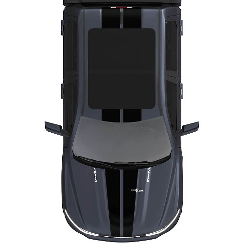 Hood and Roof Dual Central Stripes Vinyl Decals Stickers Graphics for Dodge Ram 1500 REV