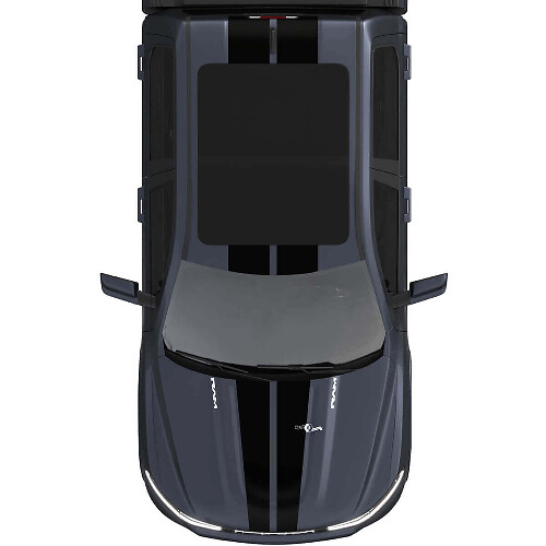 Hood and Roof Dual Central Stripes Vinyl Decals Stickers Graphics for Dodge Ram 1500 REV