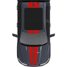 Hood and Roof Dual Central Stripes Vinyl Decals Stickers Graphics for Dodge Ram 1500 REV 3